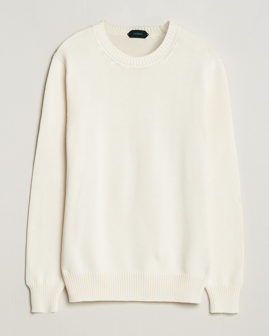 Heren | Truien | Zanone | Soft Cotton Crewneck Sweater Off White