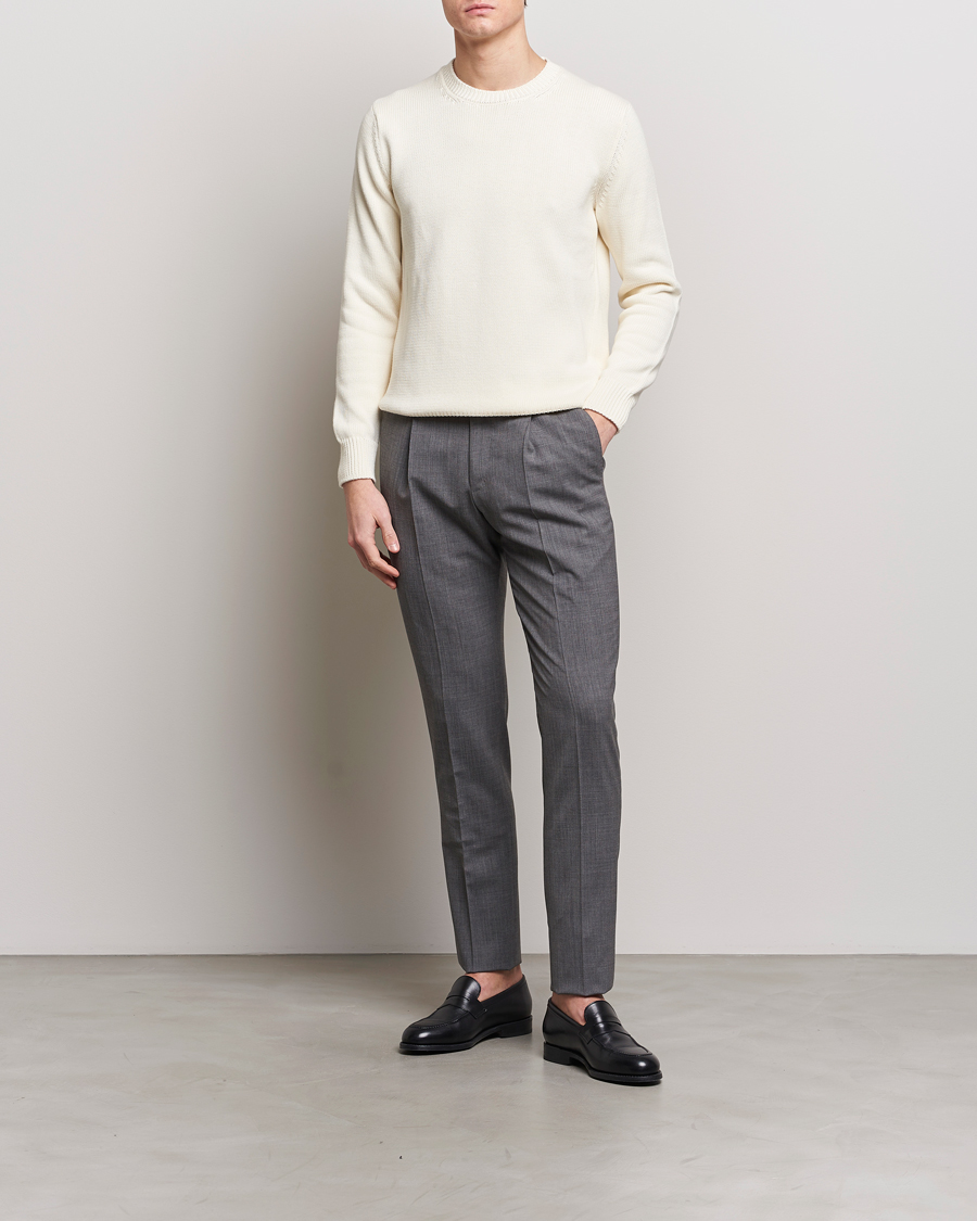Heren | Truien | Zanone | Soft Cotton Crewneck Sweater Off White