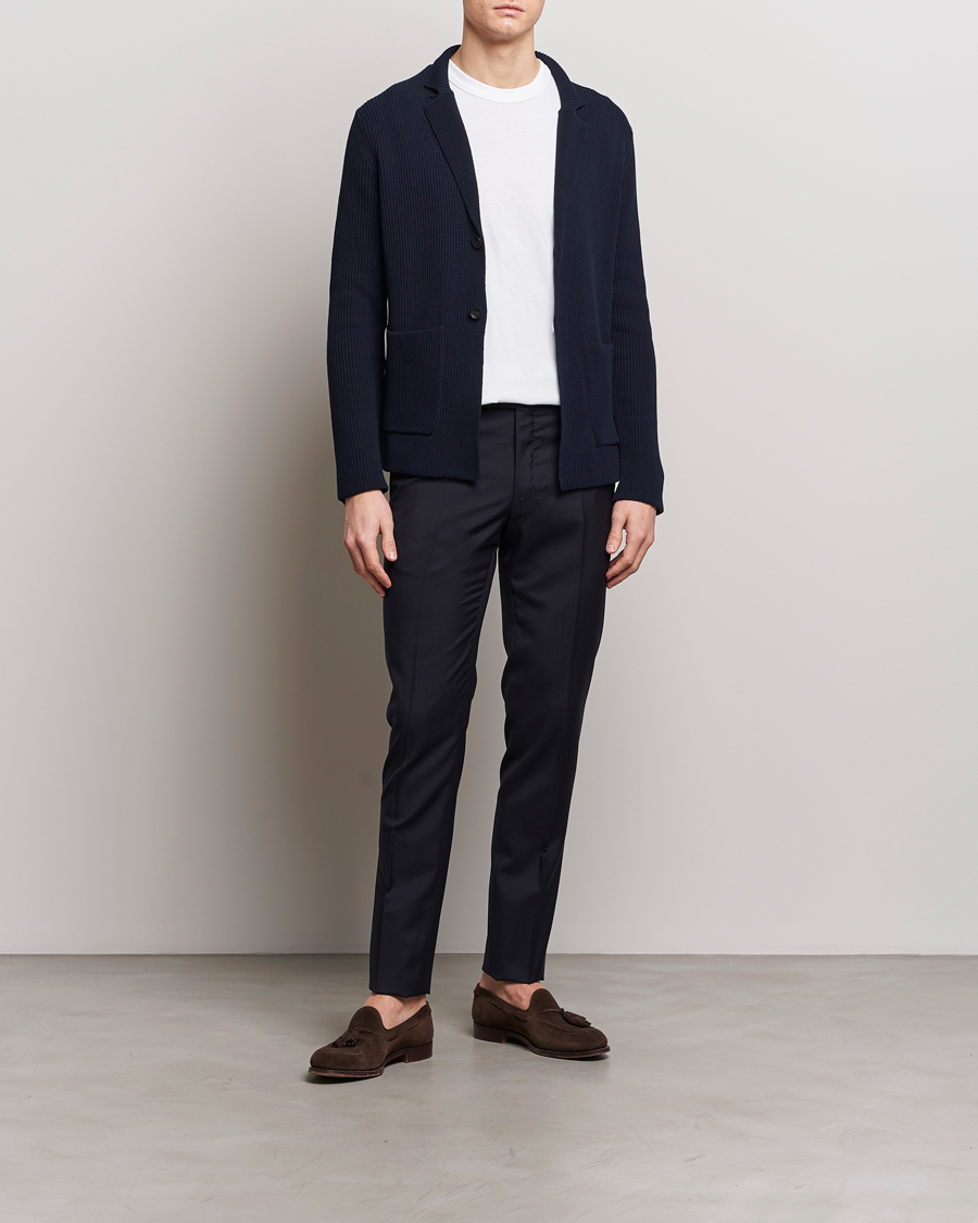 Heren | Blazers | Zanone | Cotton Rib Knitted Blazer Navy