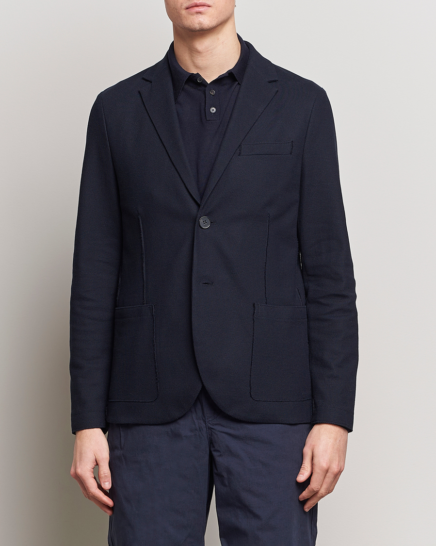 Men | Blazers | Harris Wharf London | Loro Piana Honey Comb Blazer Navy