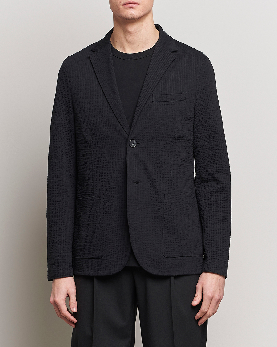 Heren |  | Harris Wharf London | Coolmax Seersucker Blazer Black