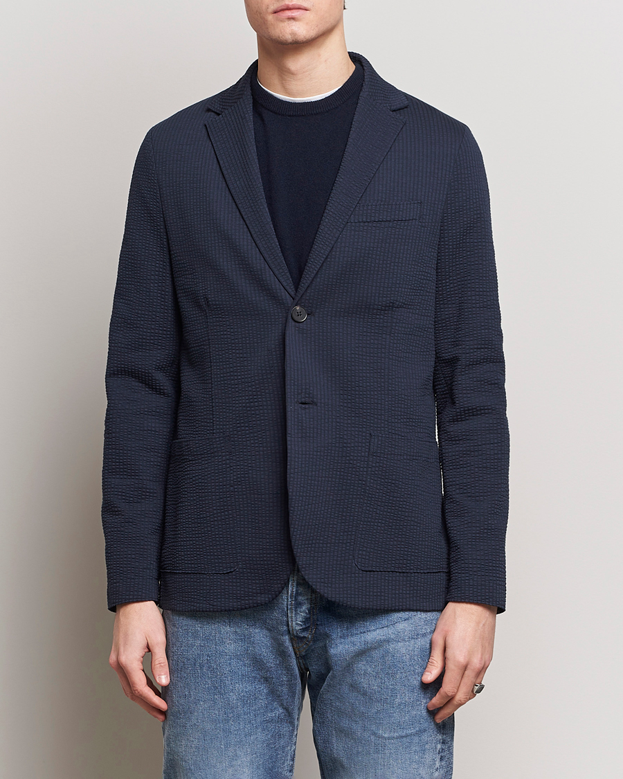 Heren | Harris Wharf London | Harris Wharf London | Coolmax Seersucker Blazer Navy