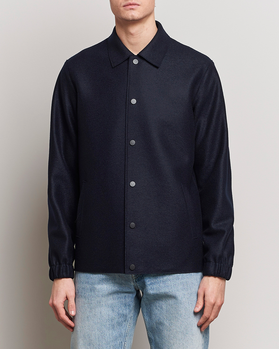 Heren | Contemporary Creators | Harris Wharf London | Light Pressed Wool Coach Jacket Navy