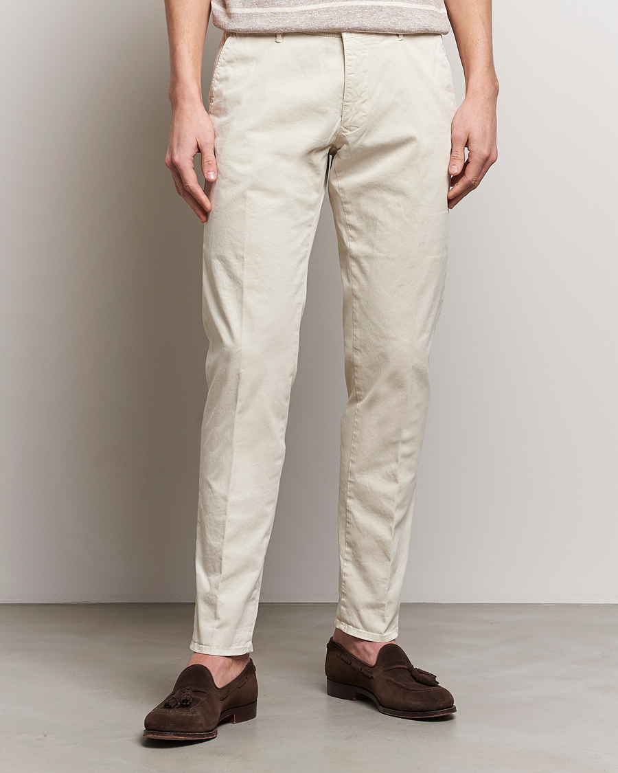 Heren | Italian Department | Incotex | Slim Fit Garment Dyed Slacks Off White