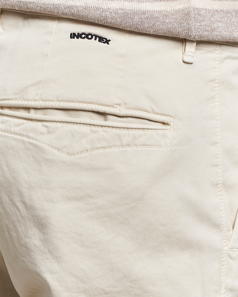 Heren | Broeken | Incotex | Slim Fit Garment Dyed Slacks Off White
