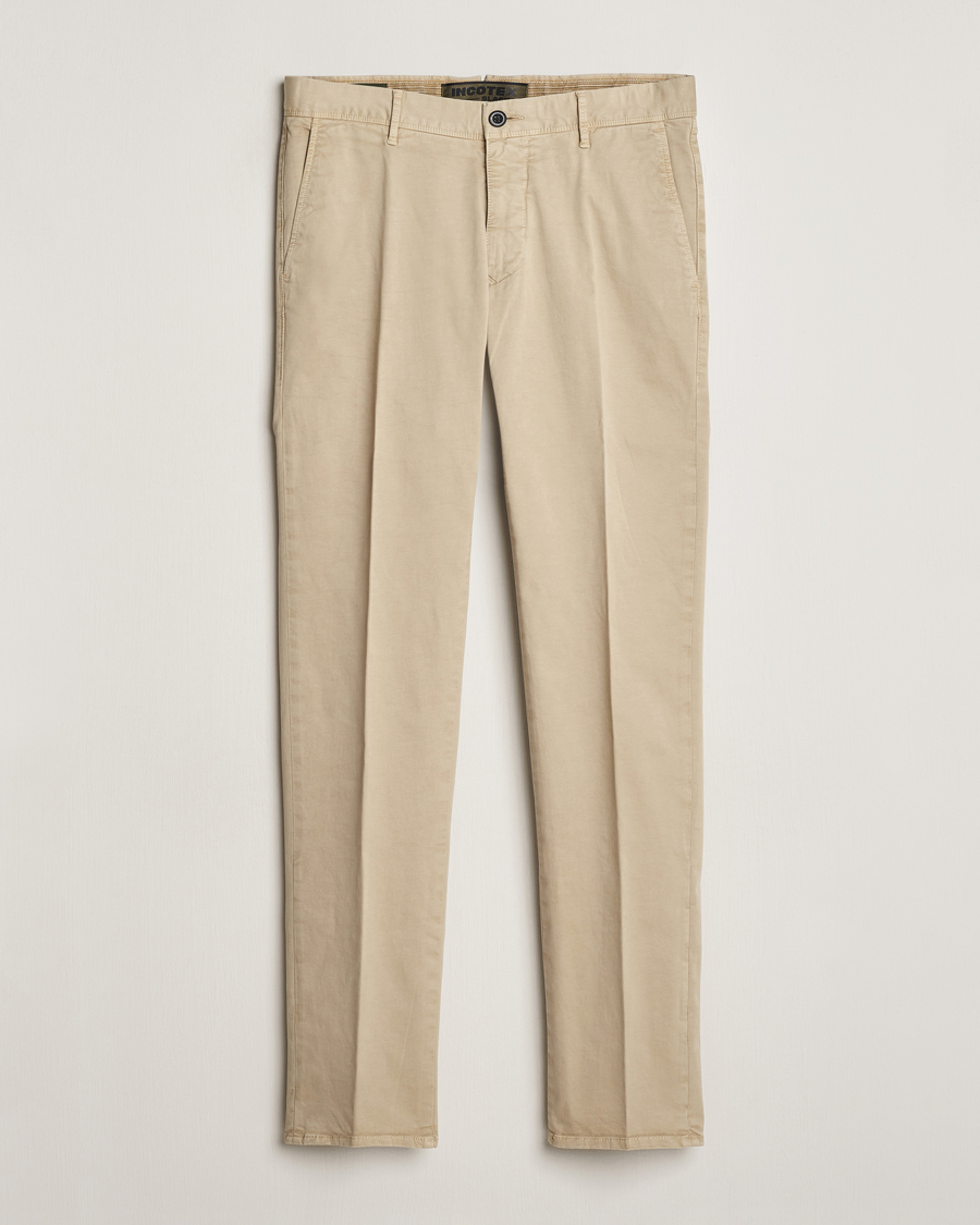 Heren | Broeken | Incotex | Slim Fit Garment Dyed Slacks Light Beige