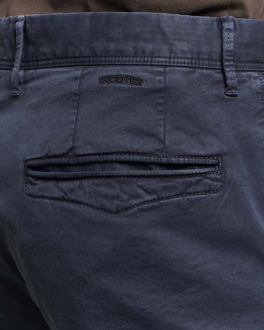 Heren | Broeken | Incotex | Slim Fit Garment Dyed Slacks Navy
