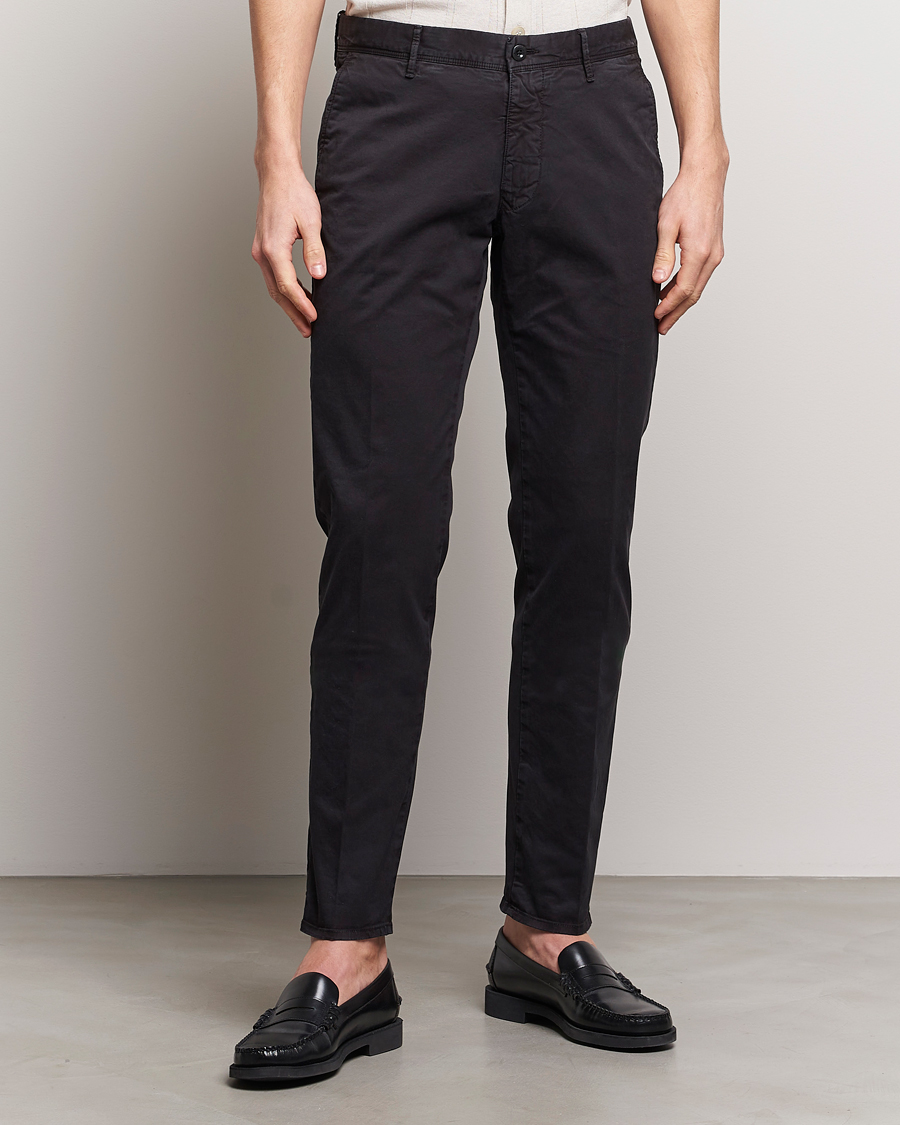 Heren | Broeken | Incotex | Slim Fit Garment Dyed Slacks Black