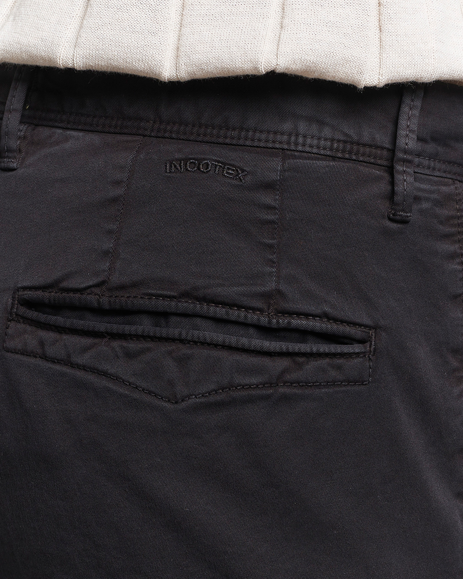Heren | Broeken | Incotex | Slim Fit Garment Dyed Slacks Black