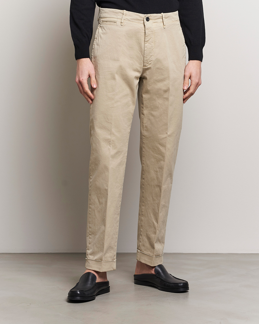 Heren | Chino's | Incotex | Regular Fit Cotton Stretch Slacks Beige