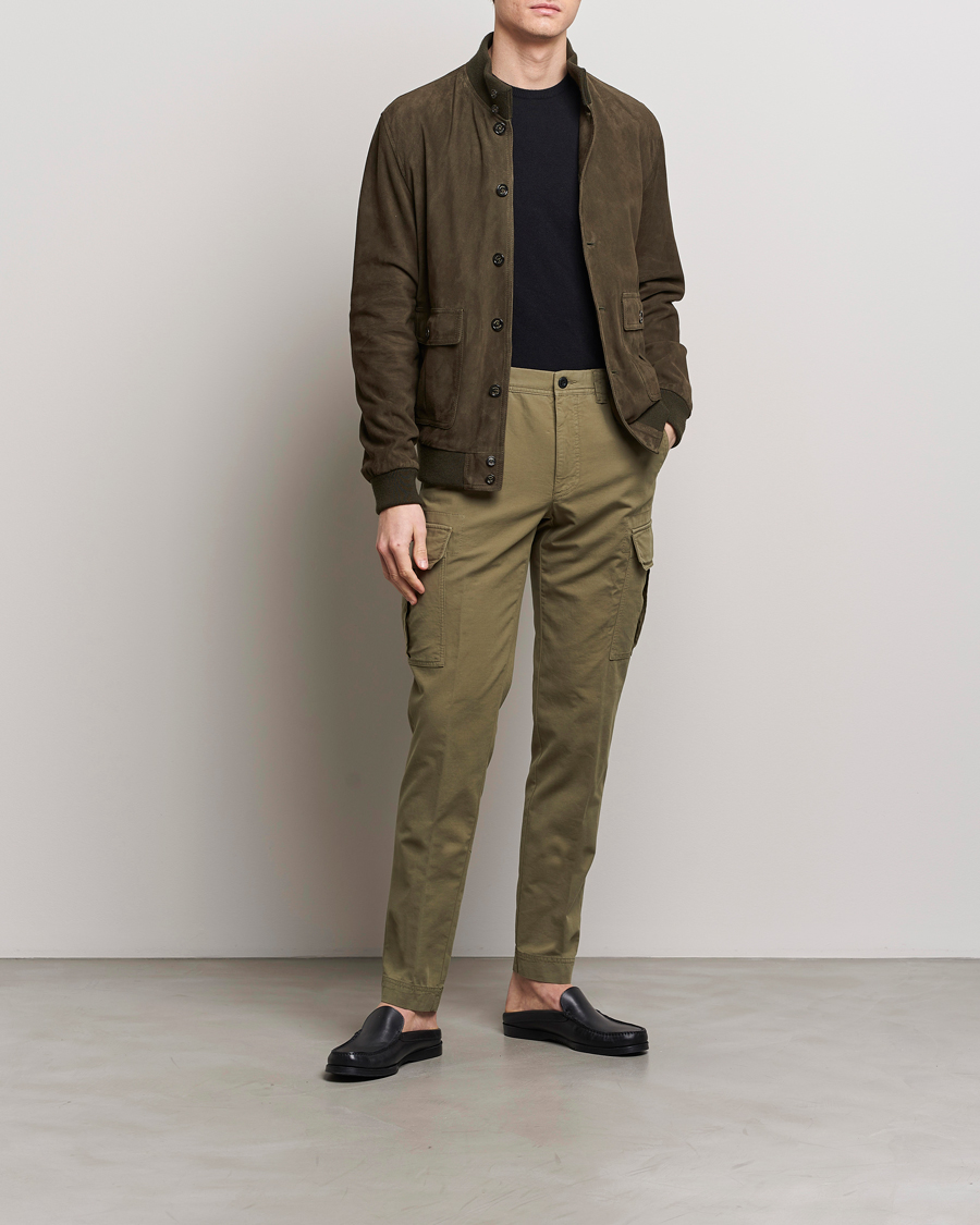 Heren | Broeken | Incotex | Slim Fit Cargo Pants Military Green