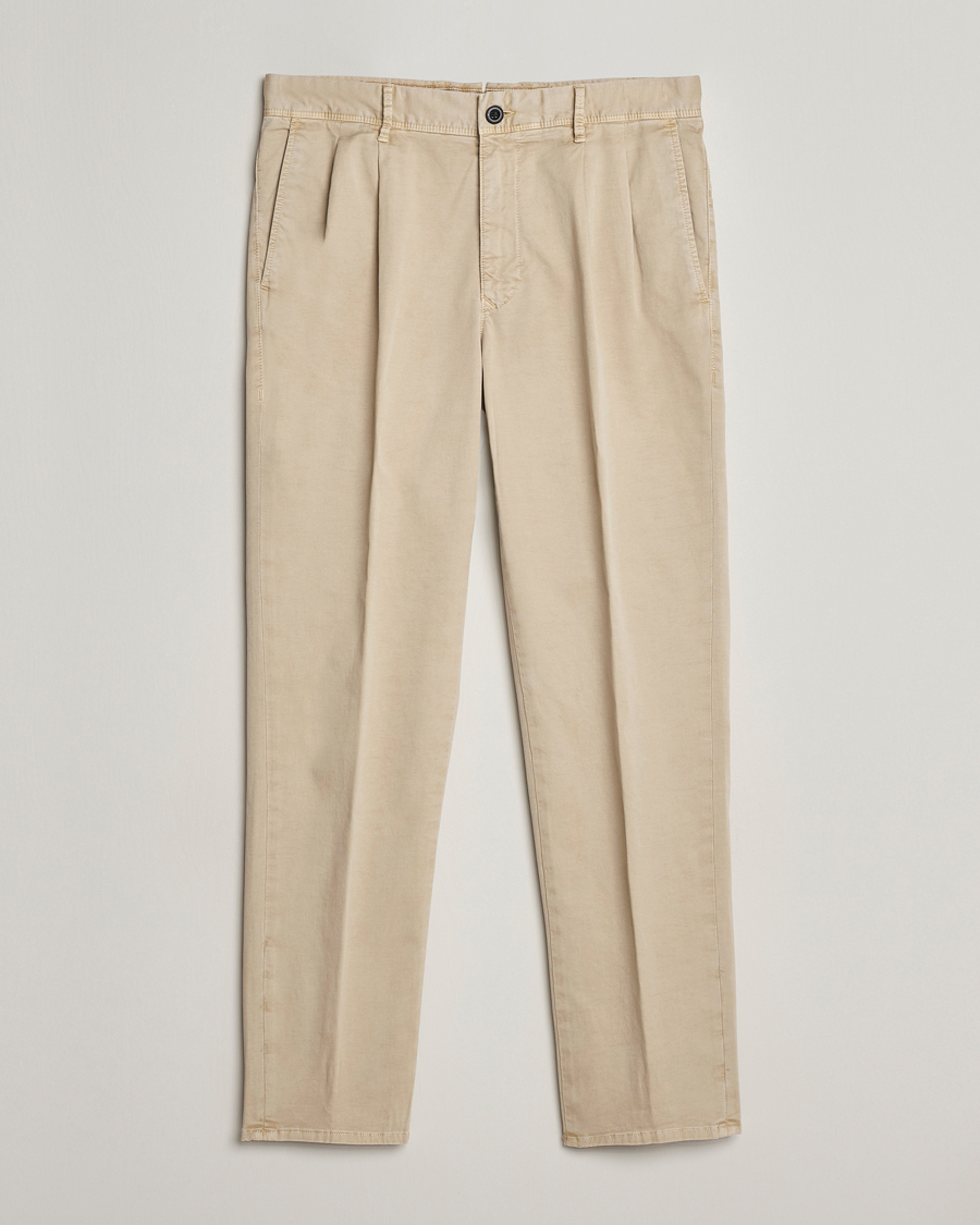Heren | Broeken | Incotex | Tapered Fit Pleated Slacks Light Beige