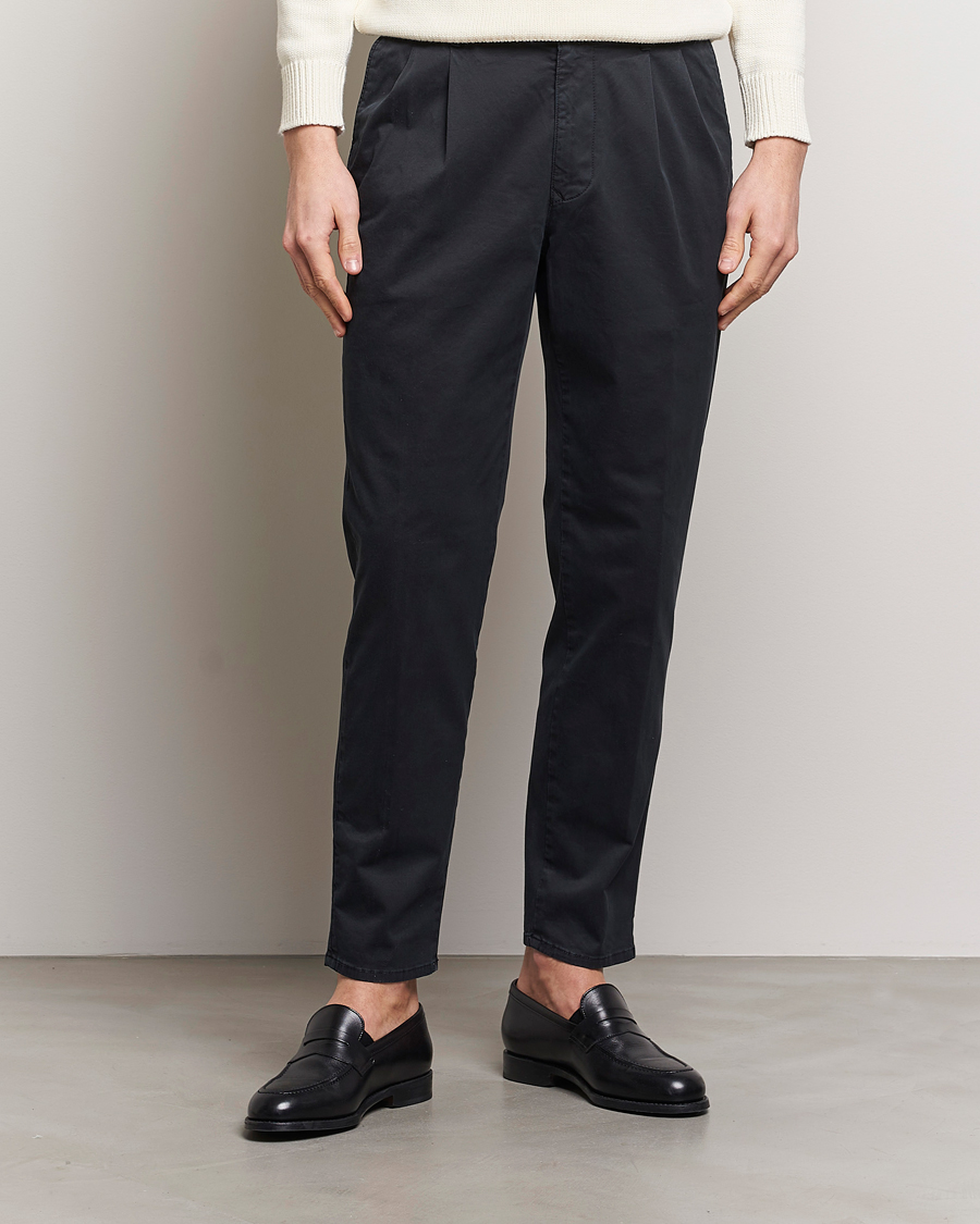 Heren | Incotex | Incotex | Tapered Fit Pleated Slacks Black