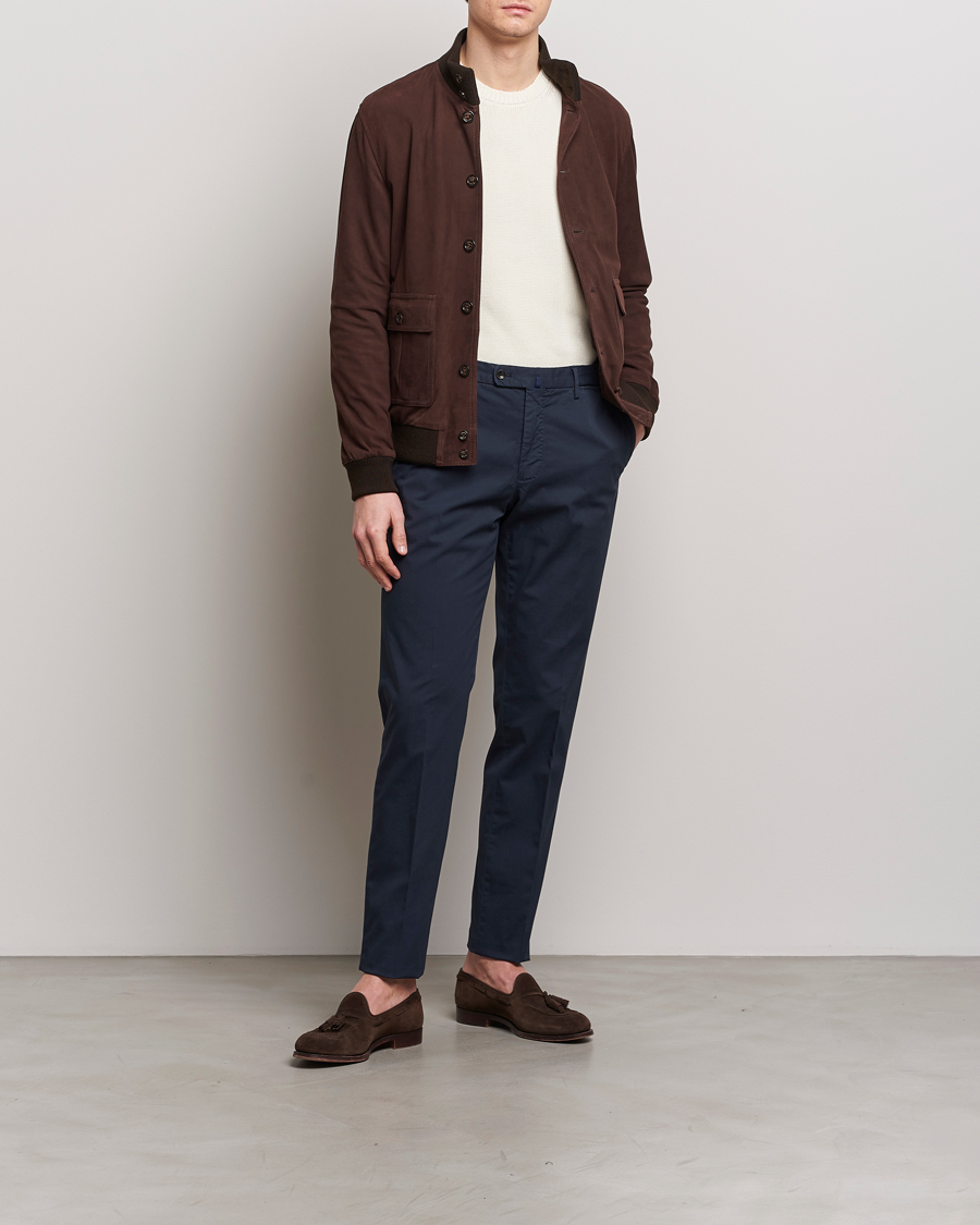 Heren | Broeken | Incotex | Regular Fit Comfort Chinos Navy