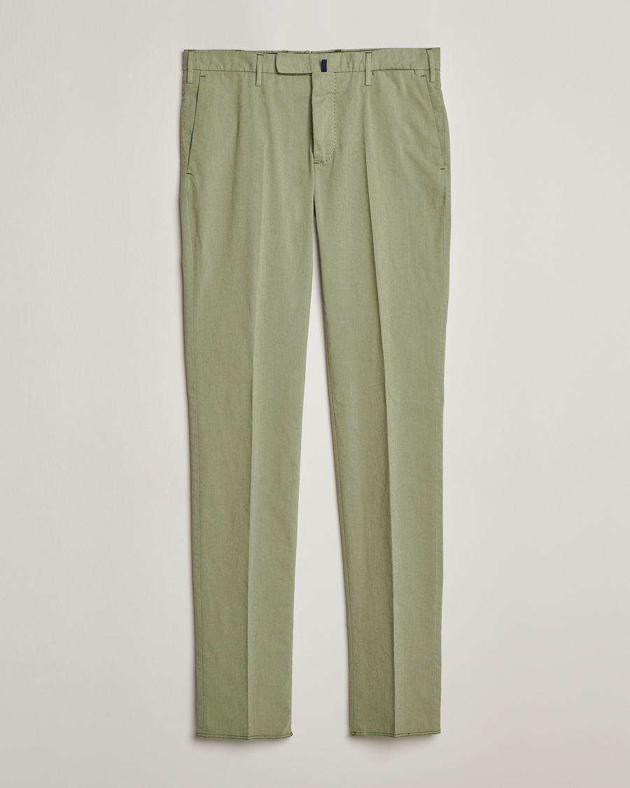 Heren | Broeken | Incotex | Slim Fit Washed Cotton Comfort Trousers Olive