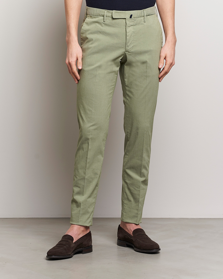 Men | Incotex | Incotex | Slim Fit Washed Cotton Comfort Trousers Olive