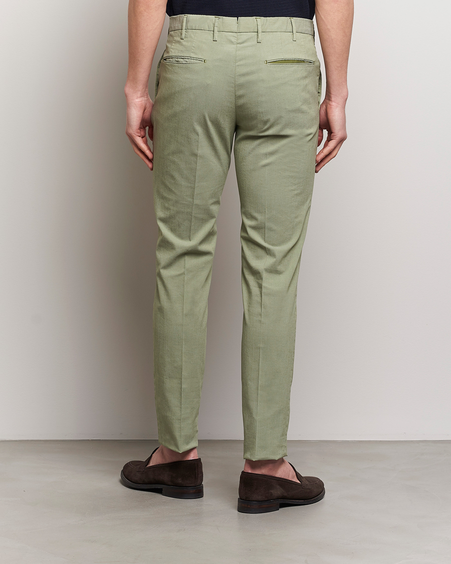 Heren | Broeken | Incotex | Slim Fit Washed Cotton Comfort Trousers Olive