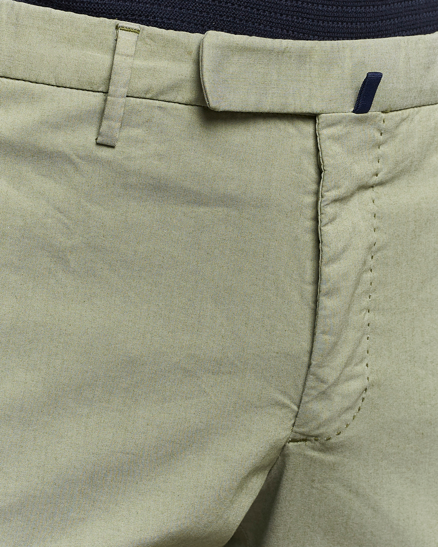 Heren | Broeken | Incotex | Slim Fit Washed Cotton Comfort Trousers Olive