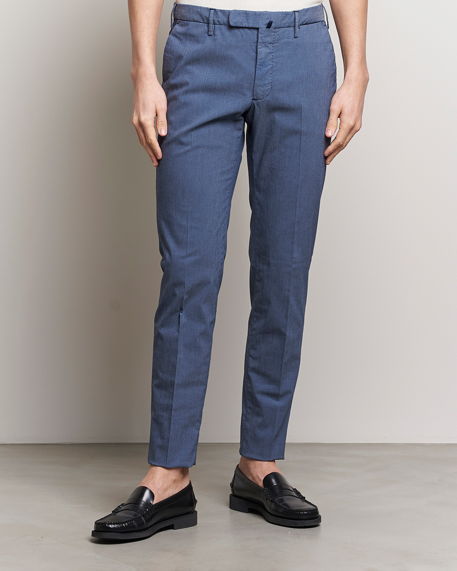 Heren | Italian Department | Incotex | Slim Fit Washed Cotton Comfort Trousers Dark Blue