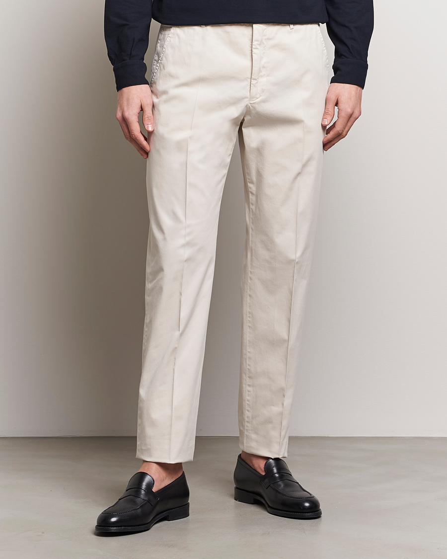 Heren | Italian Department | Incotex | Straight Fit Garment Dyed Chinos Off White