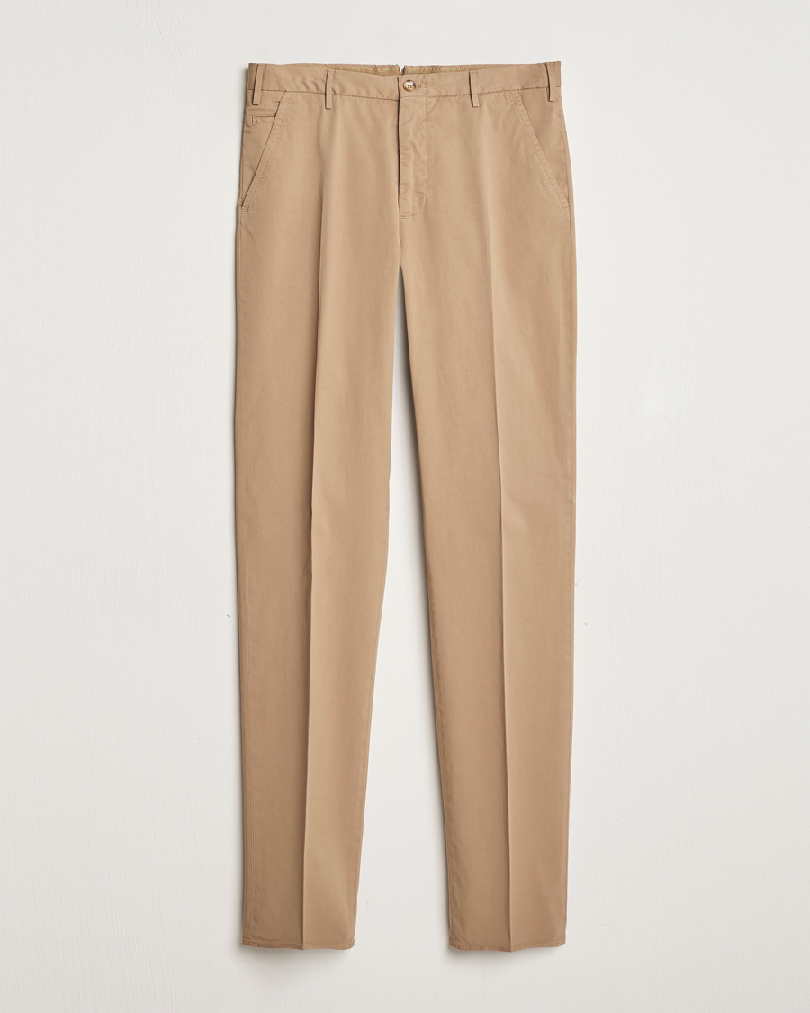 Heren | Broeken | Incotex | Straight Fit Garment Dyed Chinos Beige