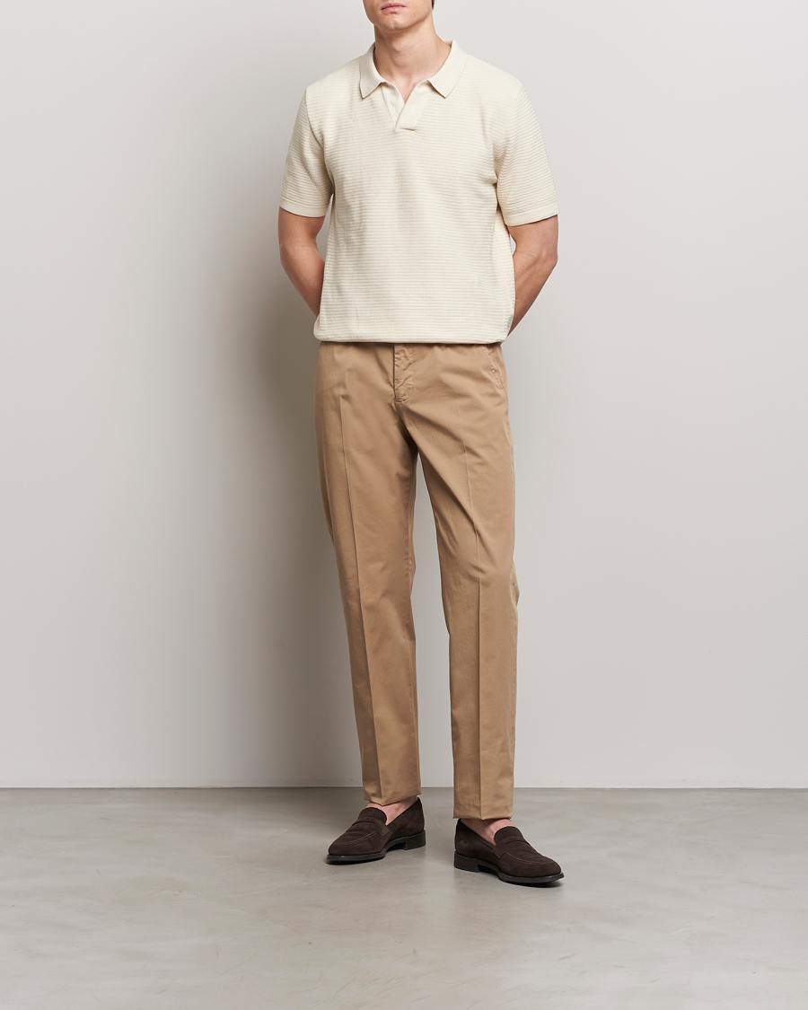 Heren | Broeken | Incotex | Straight Fit Garment Dyed Chinos Beige