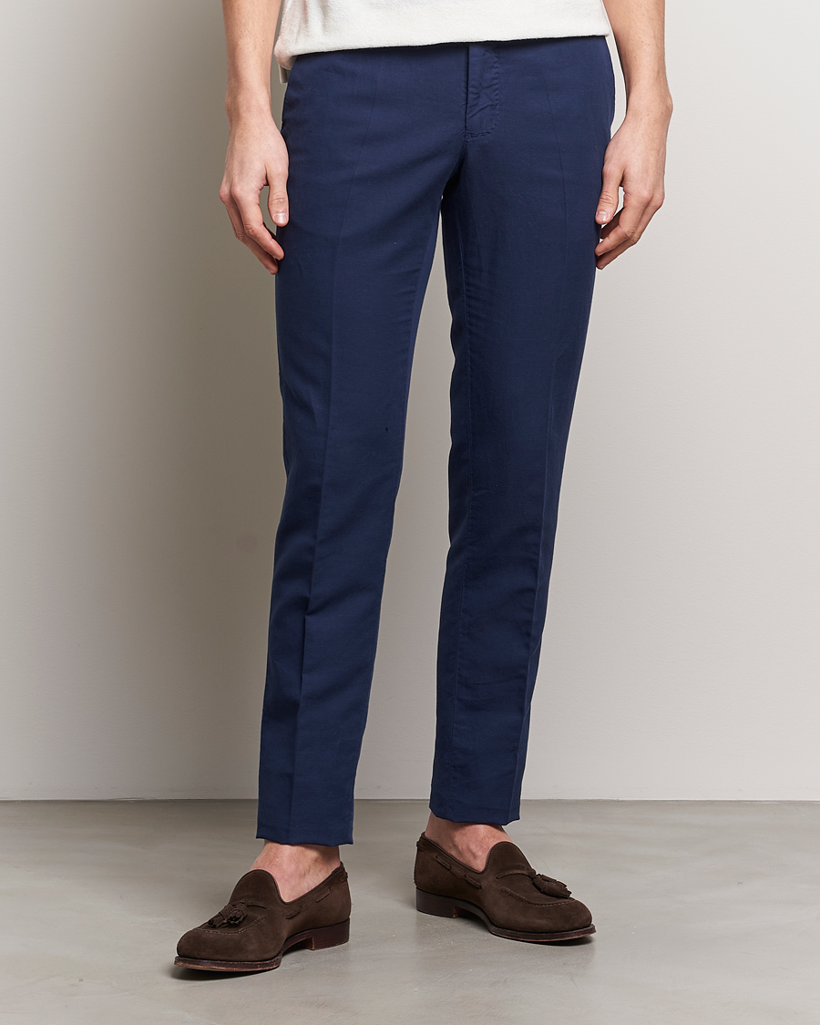 Heren | Italian Department | Incotex | Slim Fit Chinolino Trousers Navy