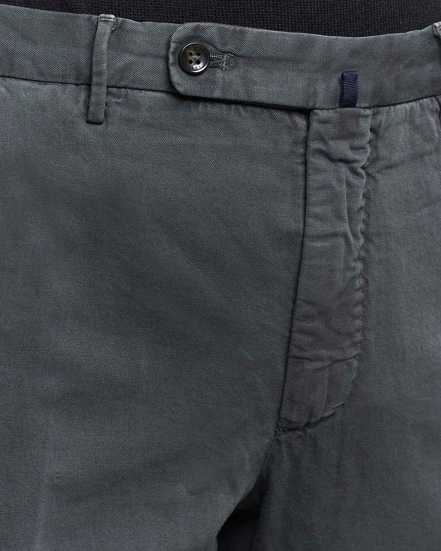 Heren | Broeken | Incotex | Regular Fit Comfort Cotton/Linen Trousers Dark Grey