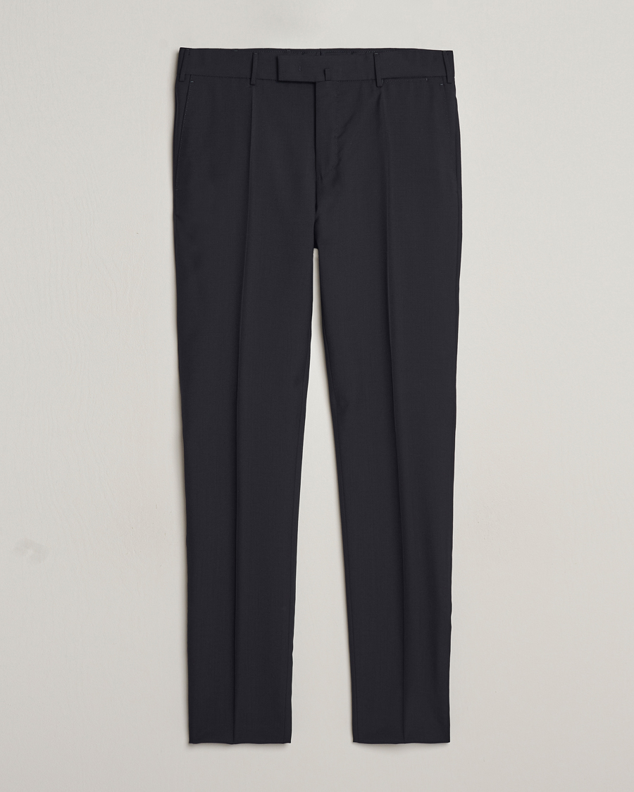 Heren | Broeken | Incotex | Slim Fit Tropical Wool Trousers Navy