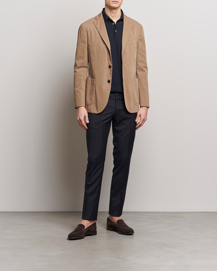 Heren | Broeken | Incotex | Slim Fit Tropical Wool Trousers Navy