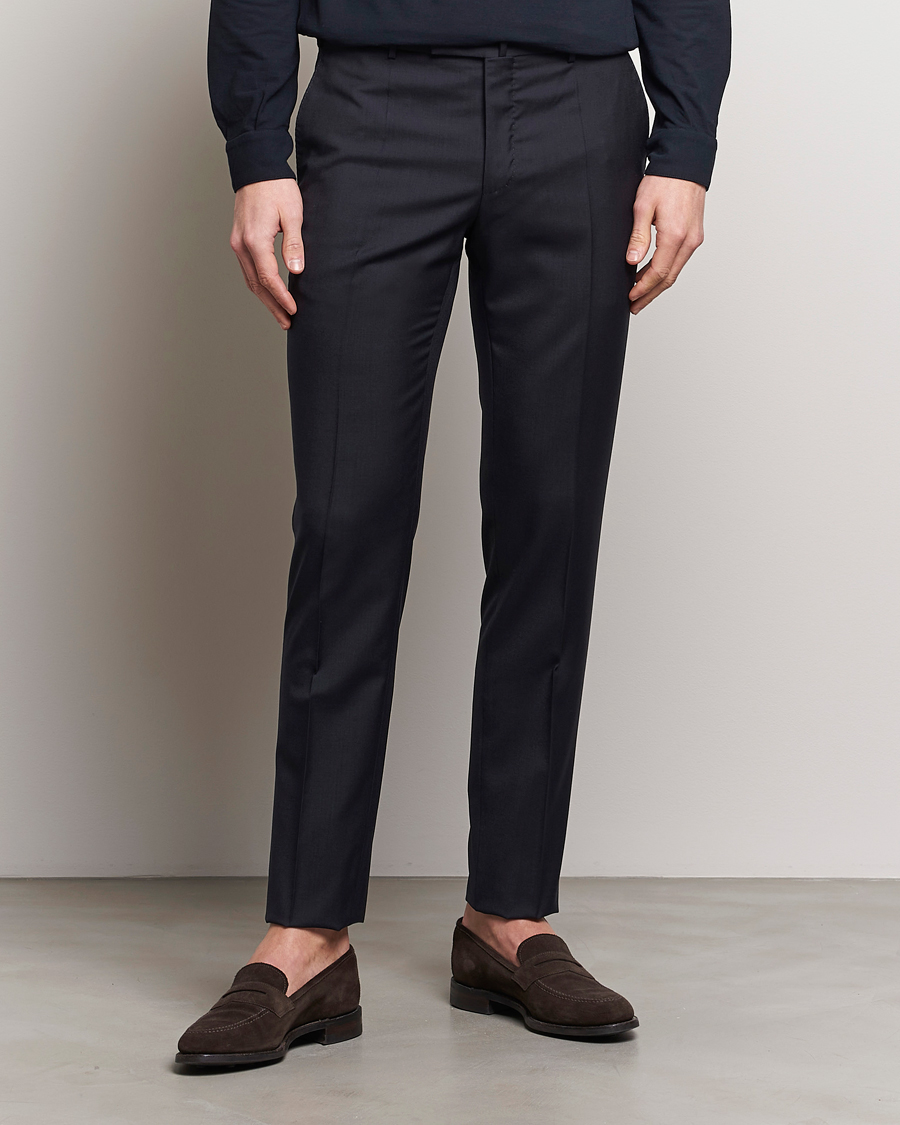 Heren | Pakbroeken | Incotex | Slim Fit Tropical Wool Trousers Navy