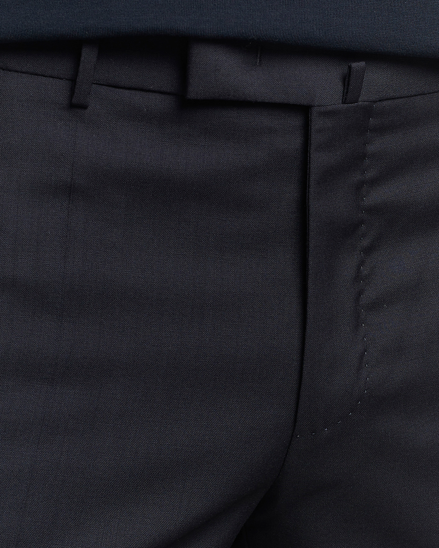 Heren | Broeken | Incotex | Slim Fit Tropical Wool Trousers Navy