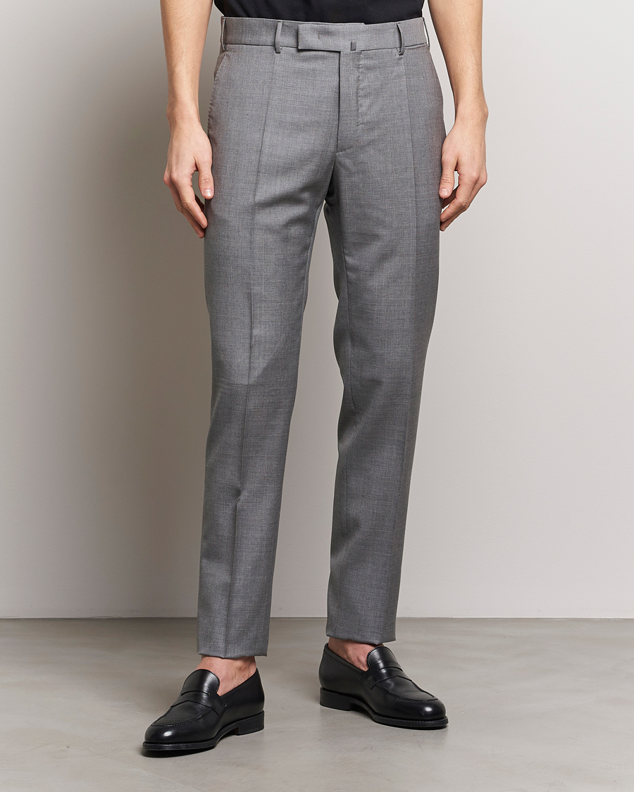 Heren | Slowear | Incotex | Slim Fit Tropical Wool Trousers Light Grey