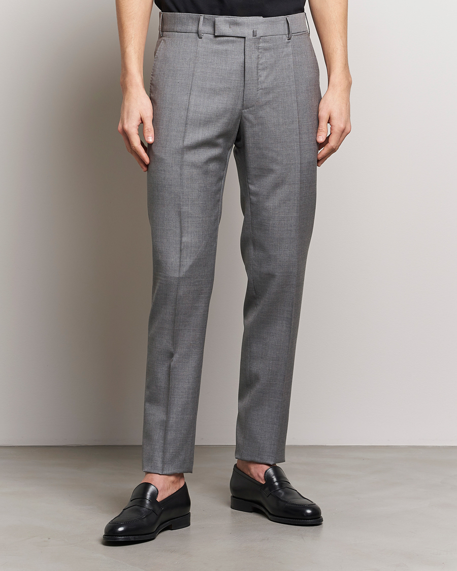 Heren | Incotex | Incotex | Slim Fit Tropical Wool Trousers Light Grey