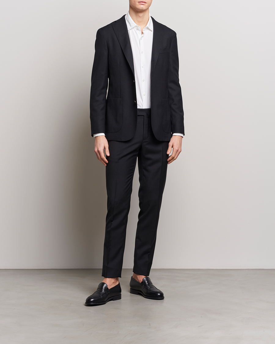 Heren | Broeken | Incotex | Slim Fit Tropical Wool Trousers Black