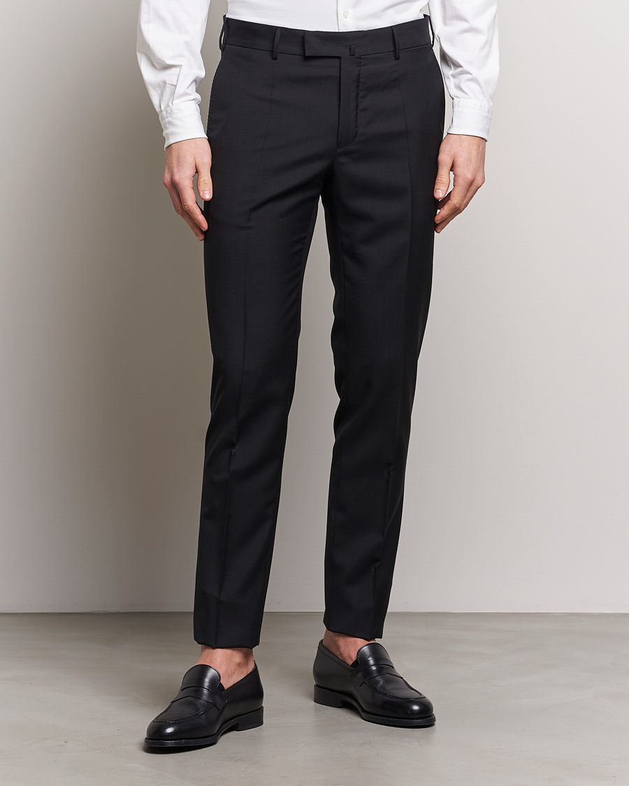 Heren | Pakbroeken | Incotex | Slim Fit Tropical Wool Trousers Black