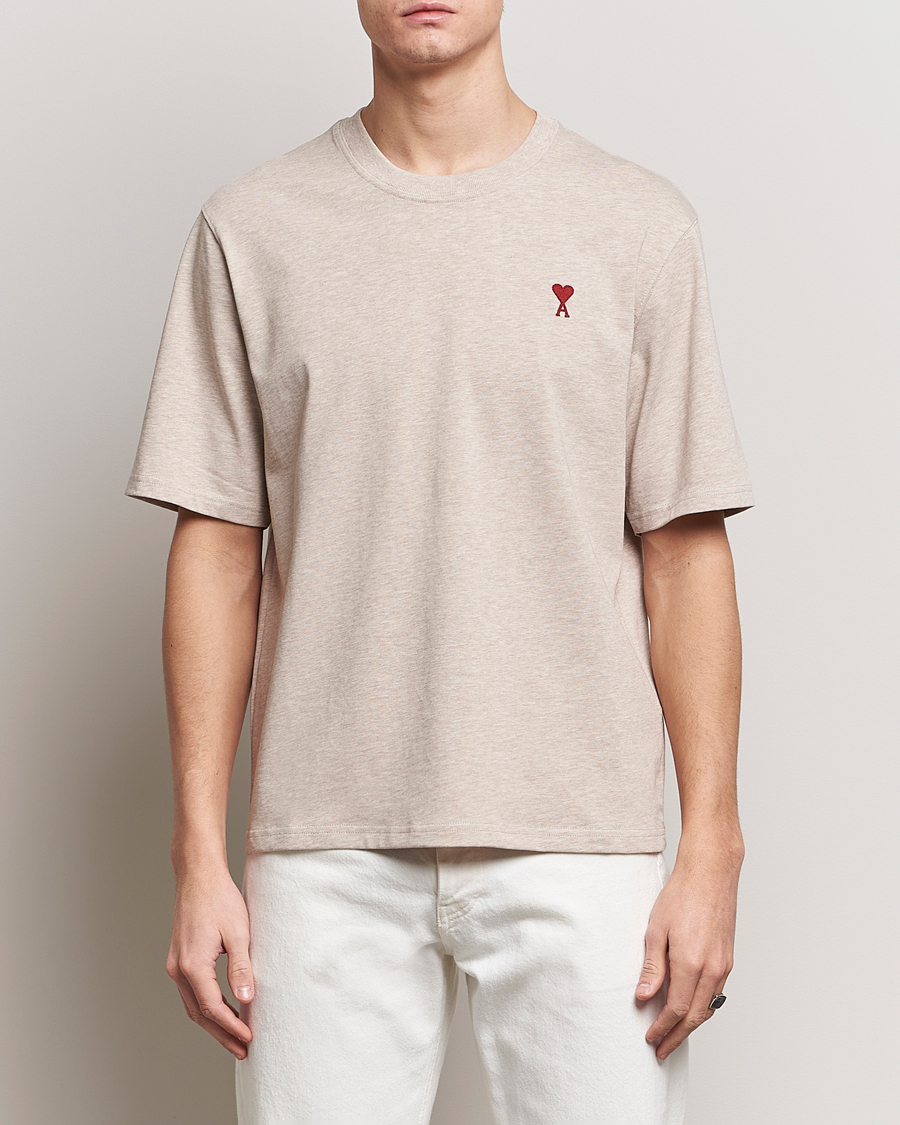 Heren | AMI | AMI | Heart Logo T-Shirt Heather Light Beige