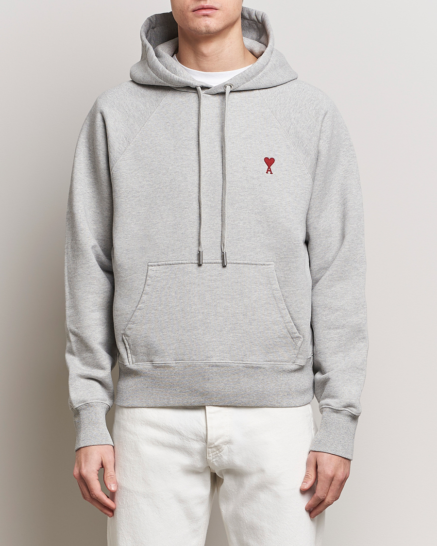 Men | Hooded Sweatshirts | AMI | Heart Logo Hoodie Heather Grey