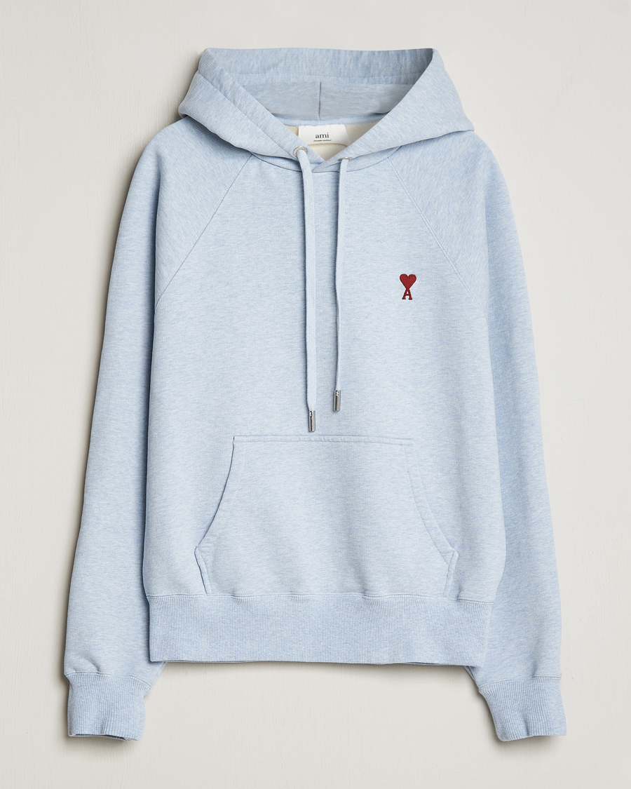 Heren | Truien | AMI | Heart Logo Hoodie Heather Blue