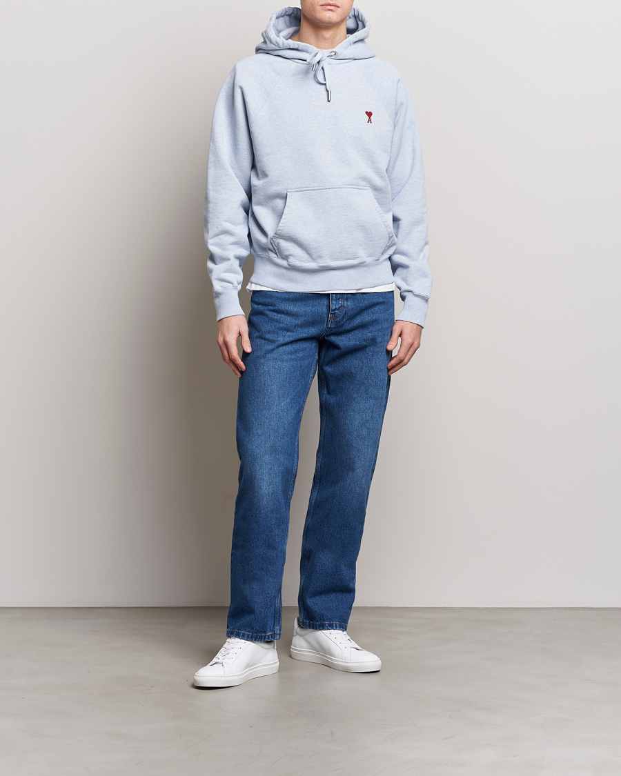 Heren | Truien | AMI | Heart Logo Hoodie Heather Blue