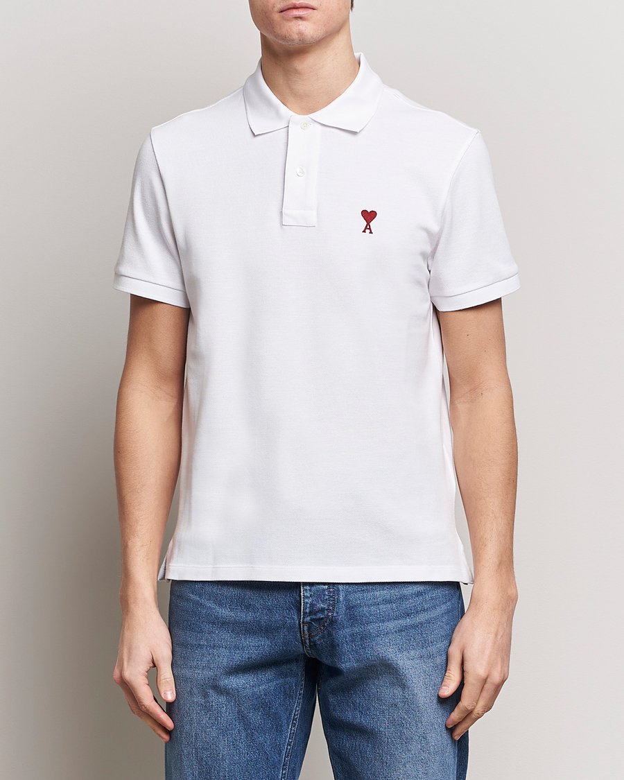 Heren | Poloshirts met korte mouwen | AMI | Heart Logo Piquet Polo White