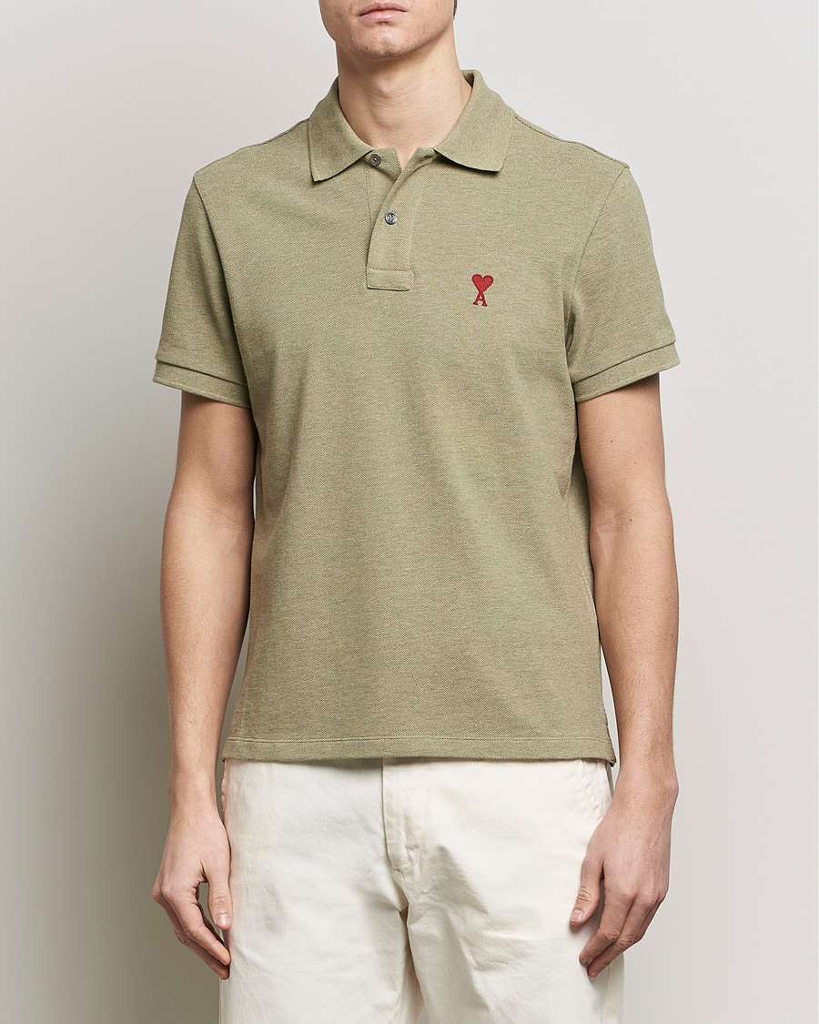 Heren | Poloshirts met korte mouwen | AMI | Heart Logo Piquet Polo Heather Sage