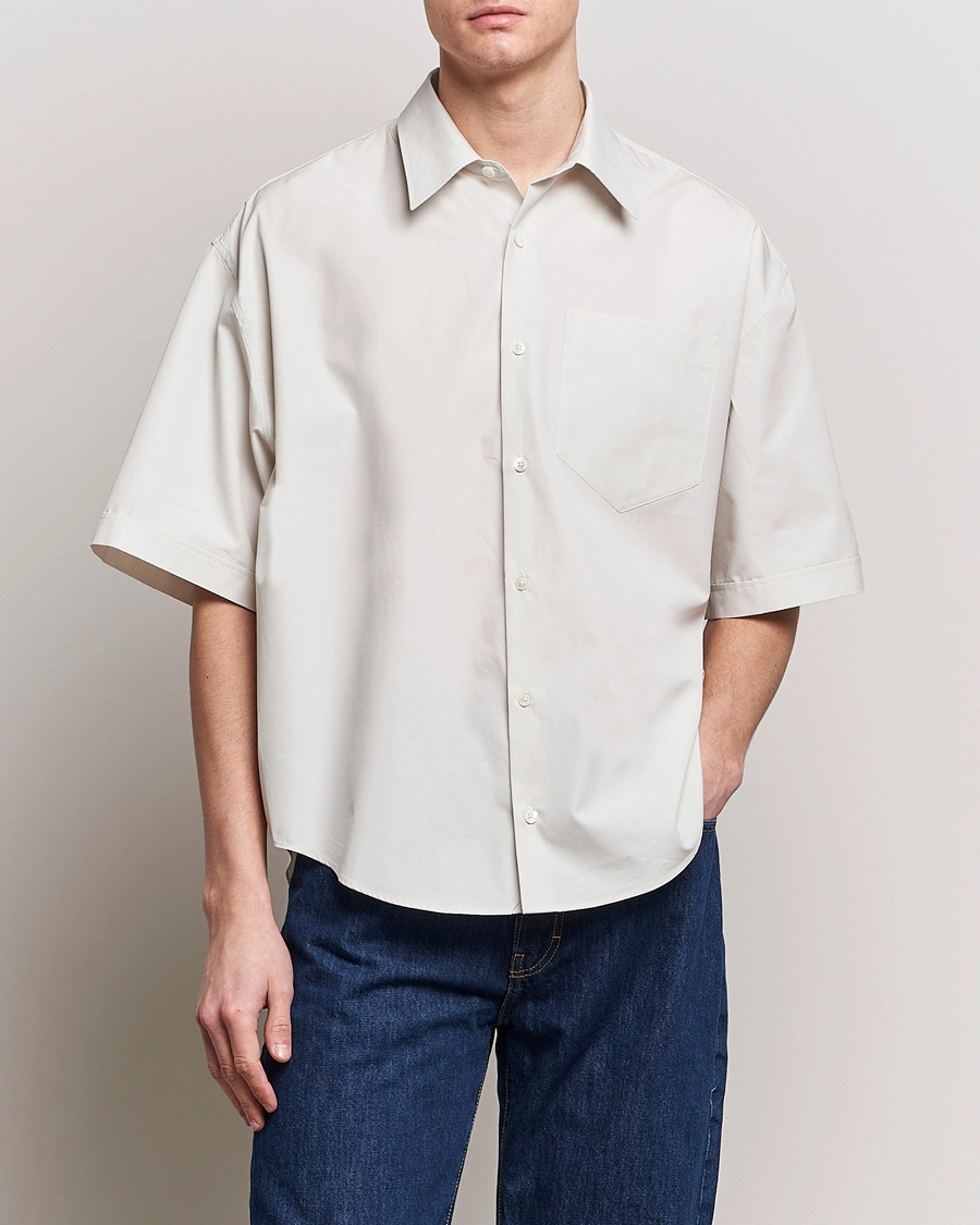 Heren | Overhemden met korte mouwen | AMI | Boxy Fit Short Sleeve Shirt Chalk White