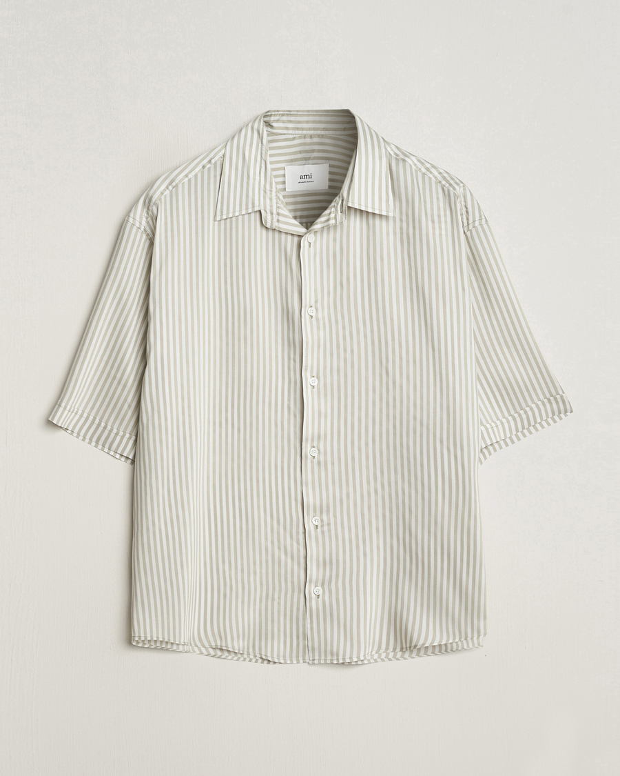 Heren | Overhemden | AMI | Boxy Fit Striped Short Sleeve Shirt Chalk/Sage