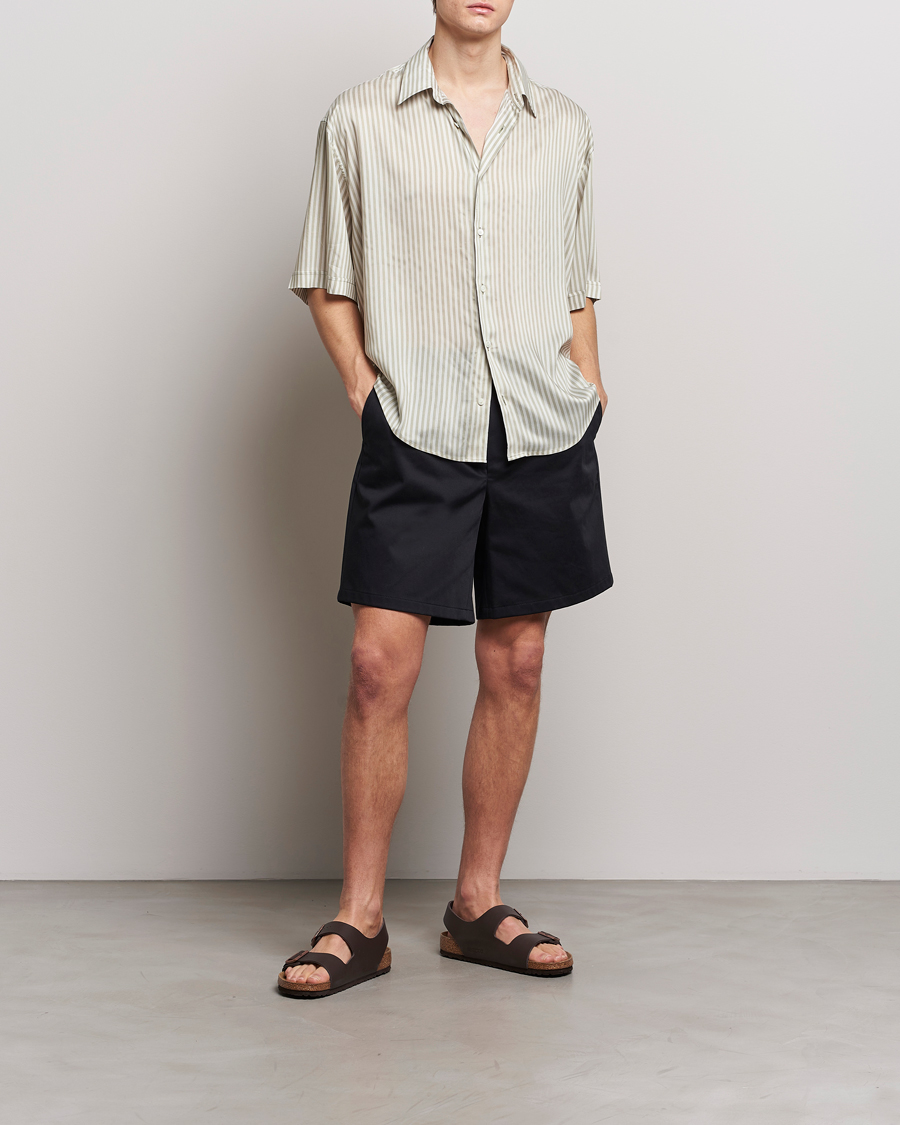Heren | Overhemden | AMI | Boxy Fit Striped Short Sleeve Shirt Chalk/Sage
