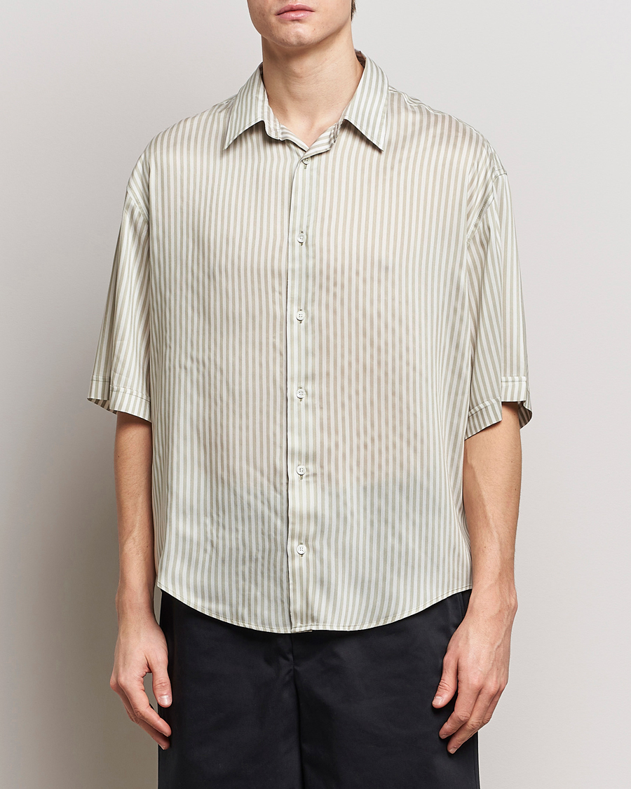 Heren | AMI | AMI | Boxy Fit Striped Short Sleeve Shirt Chalk/Sage