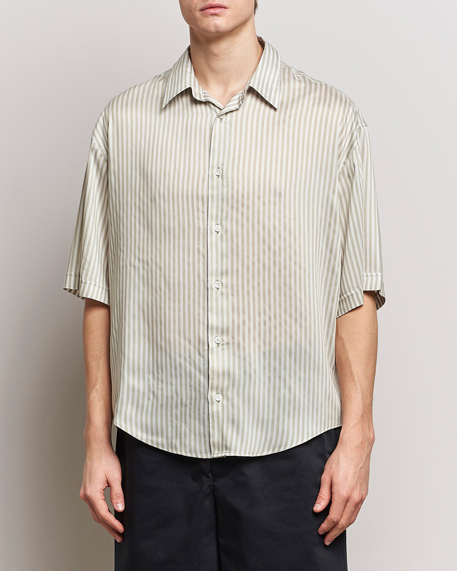 Heren | Overhemden met korte mouwen | AMI | Boxy Fit Striped Short Sleeve Shirt Chalk/Sage