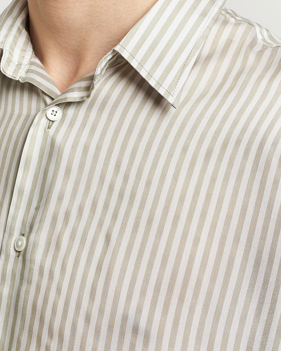 Heren | Overhemden | AMI | Boxy Fit Striped Short Sleeve Shirt Chalk/Sage
