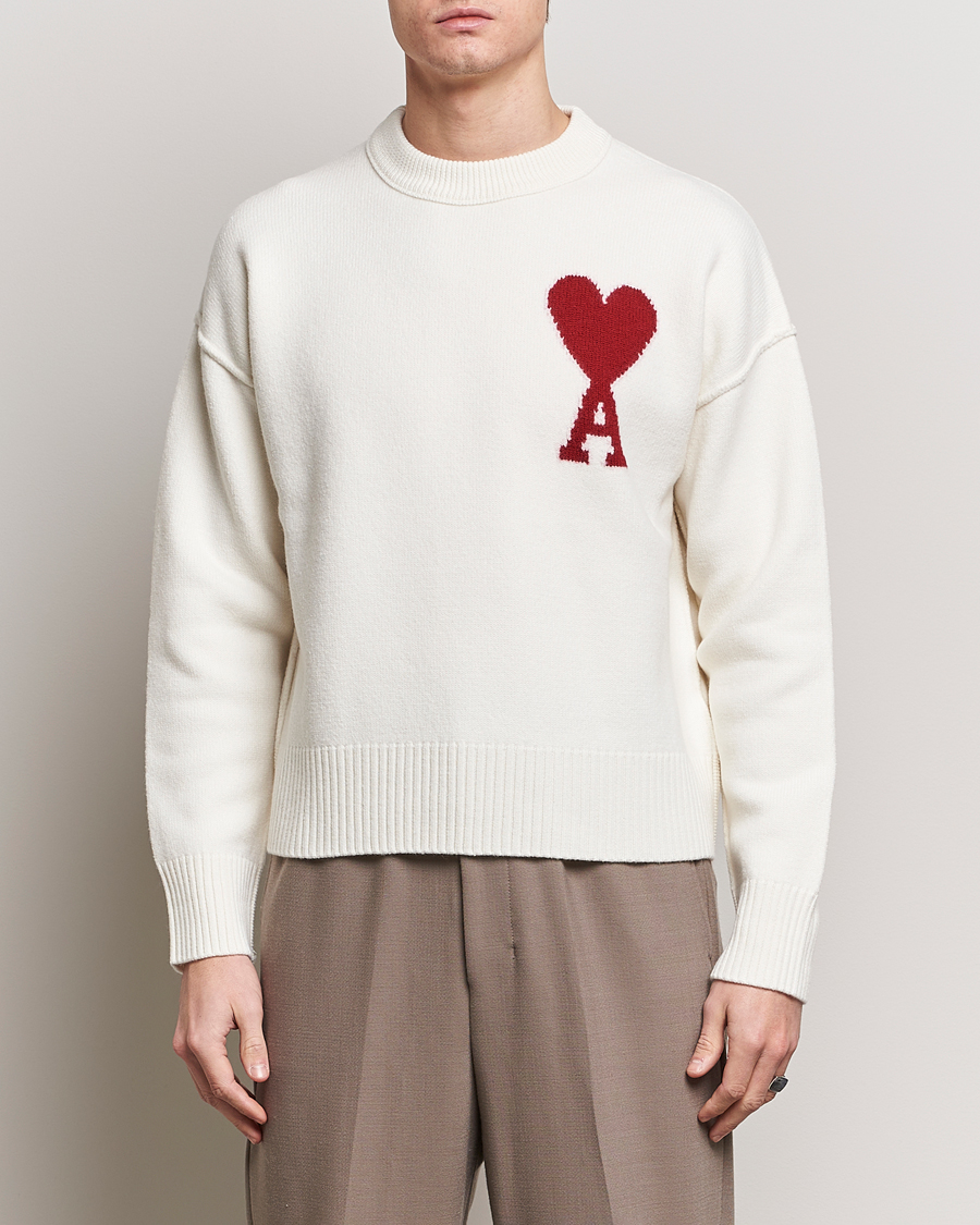 Heren | AMI | AMI | Big Heart Wool Sweater Off White