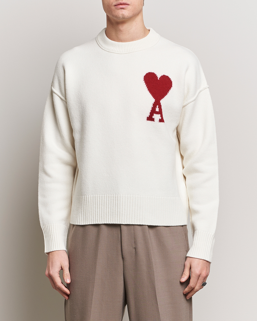 Heren | Gebreide truien | AMI | Big Heart Wool Sweater Off White